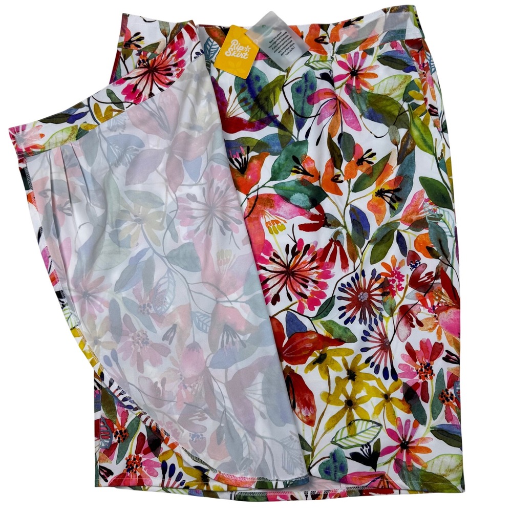 NWT RipSkirt Hawaii Wrap Skirt Pleated Watercolor Floral Large‎ Resort Cover Up